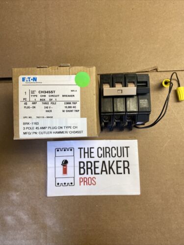 Eaton Cutler Hammer Ch345st 3 Pole,45a Shunt Trip Circuit Breaker